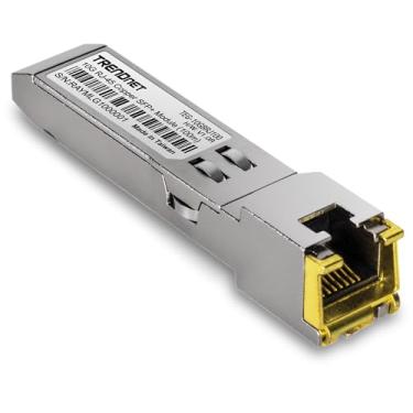 Imagem de TRENDnet Transceptor SFP+ 10G para RJ-45, módulo SFP+ de até 100 m, TEG-10GBRJ100, conector quente, compatível com NDAA e TAA, acordo de várias fontes (MSA), proteção vitalícia