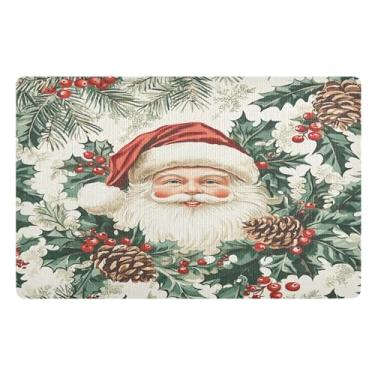 Imagem de SEHANY Tapete de porta de inverno Papai Noel Natal para todos os climas, impermeável, secagem rápida, bem-vindo, tapete de entrada antiderrapante, tapete decorativo de poliéster para entrada, varanda