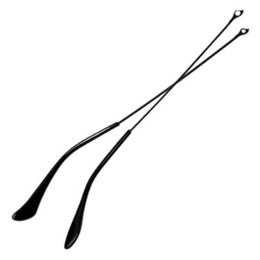 Imagem de 02 Haste Armação Óculos Aviador Solar Grau Reposição Conserto Ponteira (Preto C/Ponteira Preta)