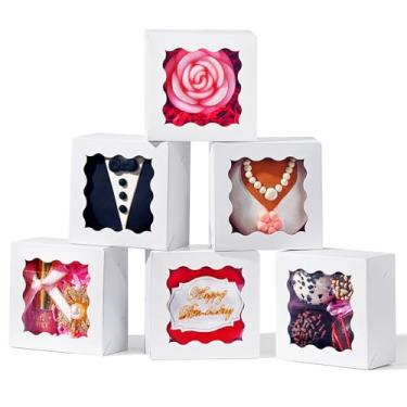 Imagem de SLShePack 50 caixas de padaria com janela para sabonete caseiro, biscoitos, trufas de chocolate, morangos cobertos de chocolate