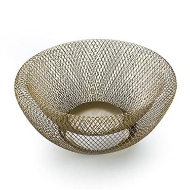 Imagem de YYBOES Tigela de frutas fio de ferro tecido à mão cesta de frutas vegetais redonda elegante bandeja de piquenique pratos de pão prato de frutas