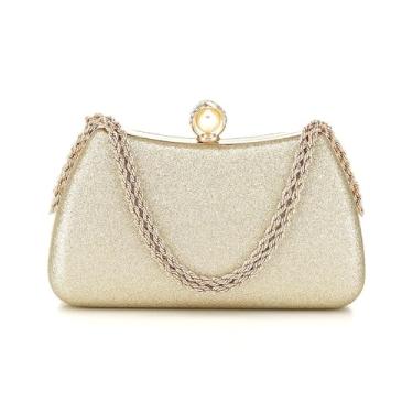 Imagem de Inkfew Bolsas clutch femininas brilhantes para casamento prata clutch bolsa transversal com corrente, festa de formatura de casamento clube, Dourado