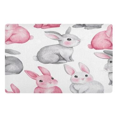 Imagem de STAYTOP Tapete de porta adorável coelhos, entrada externa, 81 x 50 cm, tapete de boas-vindas ao ar livre/interno, tapetes de banho fofos, capacho frontal antiderrapante para entrada, pátio, áreas de