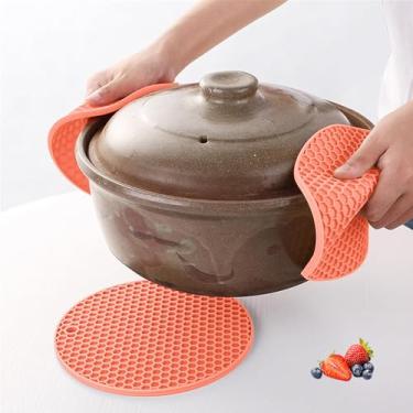 Imagem de 4 peças de tapete de mesa de borracha resistente ao calor antiderrapante porta-copos panela de cozinha posssessioner copo almofada de prato para jantar (rosa)