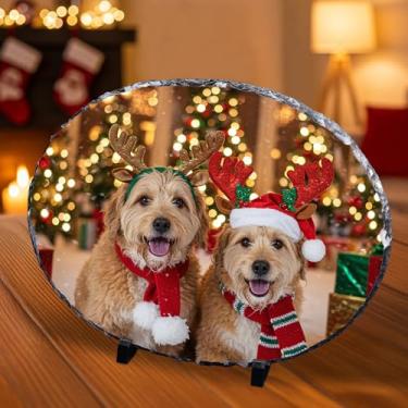 Imagem de ArtPix 3D Placa de ardósia personalizada de Natal, pedra de impressão de foto de Natal personalizada, presente de imagem personalizada para esposa, mulheres, família, ela, ele, moldura de placa de