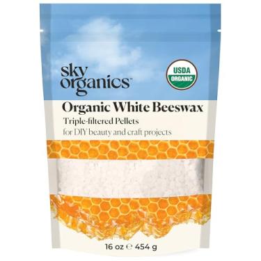 Imagem de USDA Organic White Beeswax Pellets by Sky Organics (0.5kg) -Superior Quality Pure Bees Wax No Toxic Pesticides or Chemicals - 3 x Filtered, Easy Melt Pastilles- For DIY, Candles, Skin Care, Lip Balm
