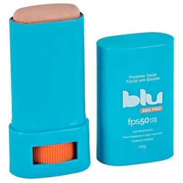 Imagem de Protetor Solar Blu 360pro Bastão Bege FPS 50 Esporte, ideal para surf 20g e esportes aquáticos, proteção resistente ao suor, prática aplicação UVA UVB diária.