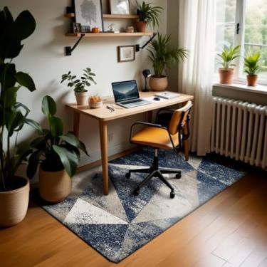 Imagem de 1 Tapete Escritório Grande Antiderrapant 100X150 Js Do Cr Vr (M20 Azul - Geométrico Abstrato Moderno)