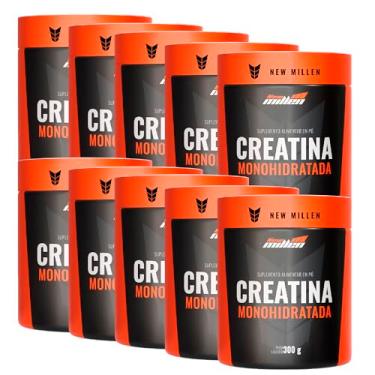 Imagem de Creatina Monohidratada New Millen 300g – Kit Econômico | 10 Potes Força, Performance e Ganho de Massa Muscular