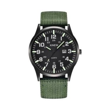 Imagem de Relógio De Quartzo Masculino Com Pulseira De Nylon Verde, Casual, Moda