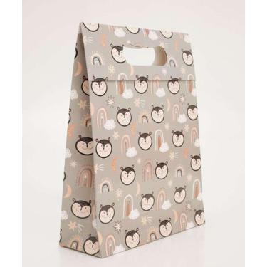 Imagem de Embalagem Presente Sacola Estampa Animais Marisa-16262, Cinza, UN