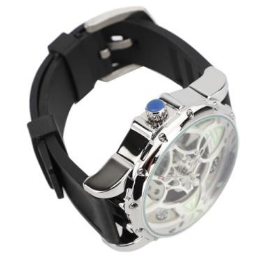 Imagem de Generic Relógio Automático, Relógio Mecânico Automático, Vidro Mineral, 30 M, Resistente à água para Uso Diário (Prata Preto)