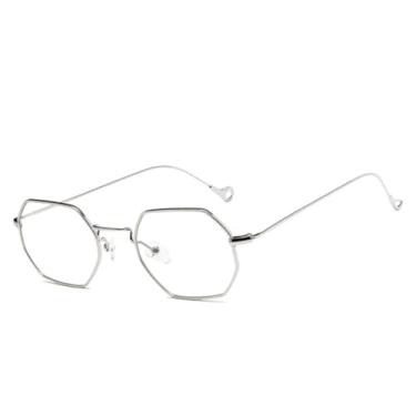 Imagem de HPIRME Óculos de grau octogonais pequenos da moda para homens e mulheres (prata transparente)