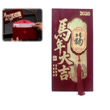 Imagem de Envelopes vermelhos de ano novo chinês de 2026, envelope vermelho chinês de ano novo cavalo, envelope de dinheiro da sorte, acabamento em veludo, bolsos vermelhos, para decorações de festivais de