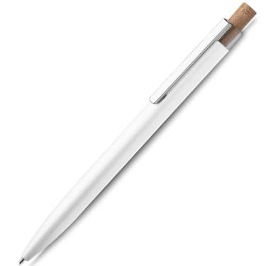 Imagem de Caneta Esferográfica Executiva em Alumínio, Azul, Acionador em Bambu, Corpo Cilíndrico, Acabamento Fosco, Refil Parker, 14cm (Branco)