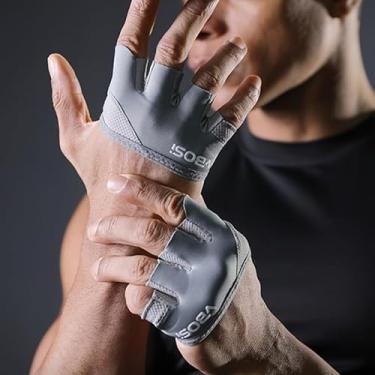 Imagem de Luvas de fitness unissex de meio dedo para homens e mulheres, suporte ergonômico antiderrapante respirável para ponta dos dedos, design leve, adequado para ioga, academia, pilates, exercícios