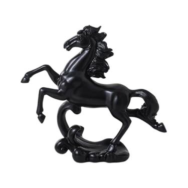 Imagem de Ｂｅｓｇａ Estátua de Cavalo, Escultura Animal em Resina, Artesanato para Mesa, Ornamento, Estatueta em Resina para Escritório, de Entrada, Sala de Jantar, Preto