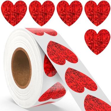 Imagem de Red Heart Stickers,Valentine Heart Stickers for Kids,Valentines Stickers,500Pcs 1 Inch Glitter Love Heart Stickers Self-Adhesive Sparkly Sticker for Valentine's Day Wedding Envelope Classroom Supplies
