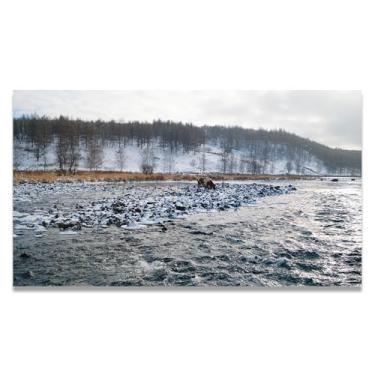 Imagem de LKXGRRSFG Gravel RiverbedReal Photo City Sea Snow Valley River Sunrise Impressão em tela para decoração de casa 80 x 144 cm sem moldura