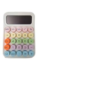 Imagem de Calculadora de Mesa com Botões Coloridos, Display Digital, Design Compacto, 12 Dígitos, 15.5x11cm (Branco)