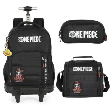 Imagem de Kit Mochila Rodas Lancheira Estojo Escolar Menino One Piece-Masculino