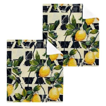 Imagem de xigua Toalhas de mão de algodão limoeiro, toalhas de banho multiusos e absorventes toalhas de rosto macias para a pele para banheiro, cozinha, hotel, academia, panos de lavagem, 4 unidades, 30 x 30 cm