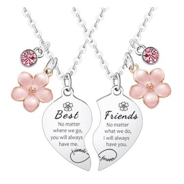 Imagem de 2 colares para melhores amigas para mulheres, colares de amizade combinando para melhor amiga, presentes para mulheres, amigas, irmãs, melhores amigas, presentes de aniversário, joias de amizade