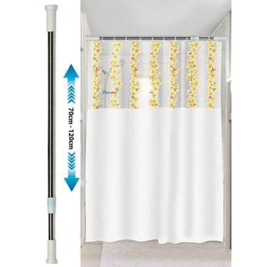 Imagem de Kit Varão + Cortina Box Banheiro - Varao Extensivel 70 ate 120cm Metal