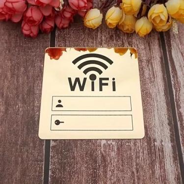 Imagem de Adesivo de sinal Wi-Fi, acabamento espelhado, decalque de parede espelhado, para locais públicos, lojas e residências para exibir a conta e a senha do Wi-Fi