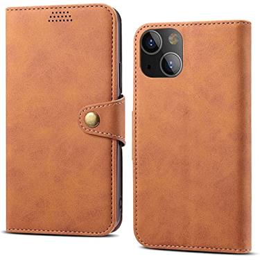 Imagem de MAALYA Capa de telefone fólio à prova de choque, para Apple iPhone 14 Plus 2022 Capa carteira flip de couro sintético [Suporte] [Suporte para cartão] (Cor: marrom)