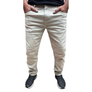 Imagem de calça masculina preta varias cores basica sarja c/elastano jeans skinn