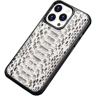 Imagem de GANYUU Python Capa de telefone luxuosa de couro, para Apple iPhone 14 Plus 6,7 polegadas 2022 Business à prova de choque totalmente envolvida capa de telefone traseira (Cor: A)