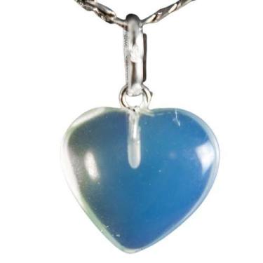 Imagem de Colar Mini Coração Pedra da Lua Opalina 15mm Pino Prata 950 - Cristais