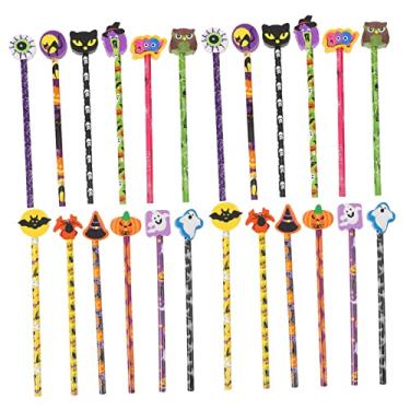 Imagem de Canetas de gel de Halloween Canetas de gel de Halloween 48 unidades de terno de Halloween Prêmios em massa para Halloween Canetas de gel de Halloween em madeira Suprimentos para festas com borrachas p