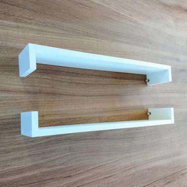 Imagem de Prateleiras Madeira U Branca Nichos Decorativos Temperos Suporte Quarto