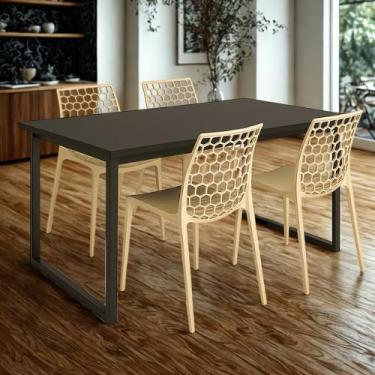 Imagem de Mesa com 4 Cadeiras Gruvyer Estilo Industrial e Conforto para Sua Casa Moderna