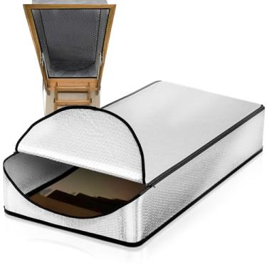 Imagem de AMZ Capa de isolamento para escadas de sótão 63 x 137 x 28 cm tamanho. Isolamento de porta do sótão 230 g/m². Isolamento de escada à prova de fogo para uso industrial e geral. Isolador de escada do sótão