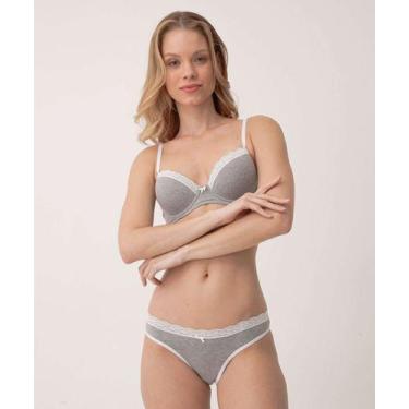 Imagem de Calcinha Biquíni Mescla Recorte Renda Marisa Cinza-38012, Cinza, G