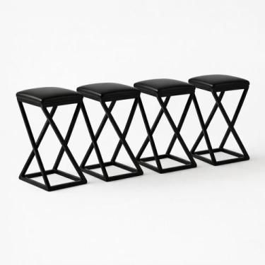 Imagem de Kit 4 Banqueta Alta 80 cm Cozinha Bar Balcão Bistrô material sintético