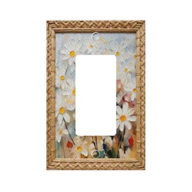 Imagem de Capas decorativas para interruptores de luz de flores silvestres, 1 tomada de balancim de gangue, placa decorativa para interruptores de luz GFCI para decoração de casa
