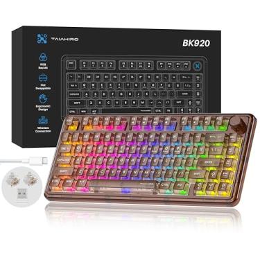 Imagem de Taiahiro Teclado Mecânico Transparente, Teclado Gamer Sem Fio Cremoso Com Retroiluminação Rgb, Design De Acrílico Transparente Personalizável Com Troca A Quente, Interruptores Lineares Silenciosos D