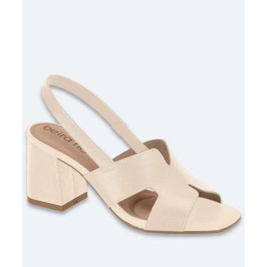 Imagem de Sandália Salto Grosso Feminina Beira Rio Bege-41056, Bege, 38