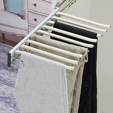 Imagem de Suporte lateral para calças com 9 braços, cabide extensível, haste de manobrista de fileira dupla para calças, cachecóis, toalhas - solução organizadora de armário (cor esquerda)