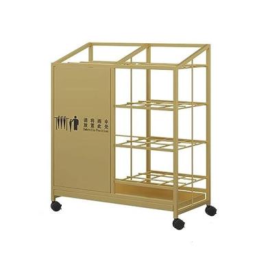 Imagem de Suporte de guarda-chuva de metal para guarda-chuva, suporte com bandeja coletora, organizador de guarda-chuva com rodas, rack de armazenamento de guarda-chuva para entrada, escritório, escritório