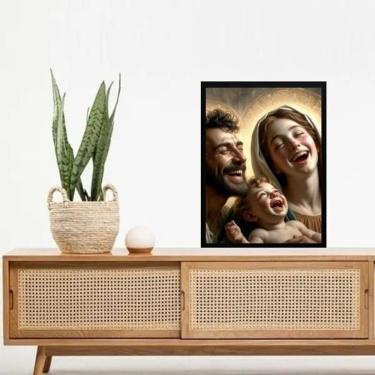 Imagem de Quadro Decorativo Sagrada Família Sorridente 45X34Cm