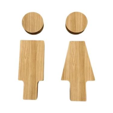 Imagem de Placas De Madeira Para Banheiros Masculinos E Femininos (2 Peças) - Ac