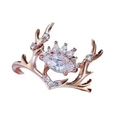 Imagem de Anel Em Forma De Cervo Em Ouro Rosé Para Mulheres, Joias De Moda, Pres