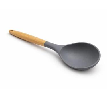 Imagem de Colher de Arroz Silicone com Cabo de Bambu  Utensílio Resistente Para 