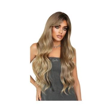 Imagem de Peruca Longa Loira Cacheada Para Mulheres, Fibra Sintética Resistente 