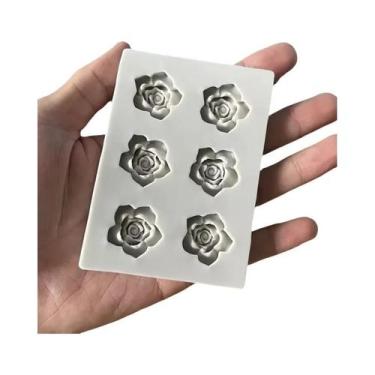Imagem de Molde De Silicone Em Forma De Flor Rosa Com 6 Cavidades Para Velas Aro